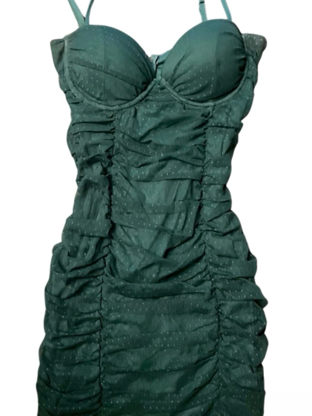 Windsor Emerald Green Ruched Bodycon Mini Homecoming Dress with Bra Padding